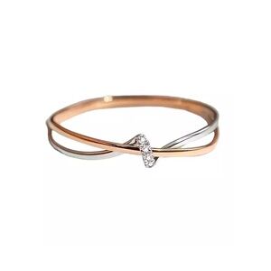 Sterling Silver & 14k Gold cz Twisted Ring